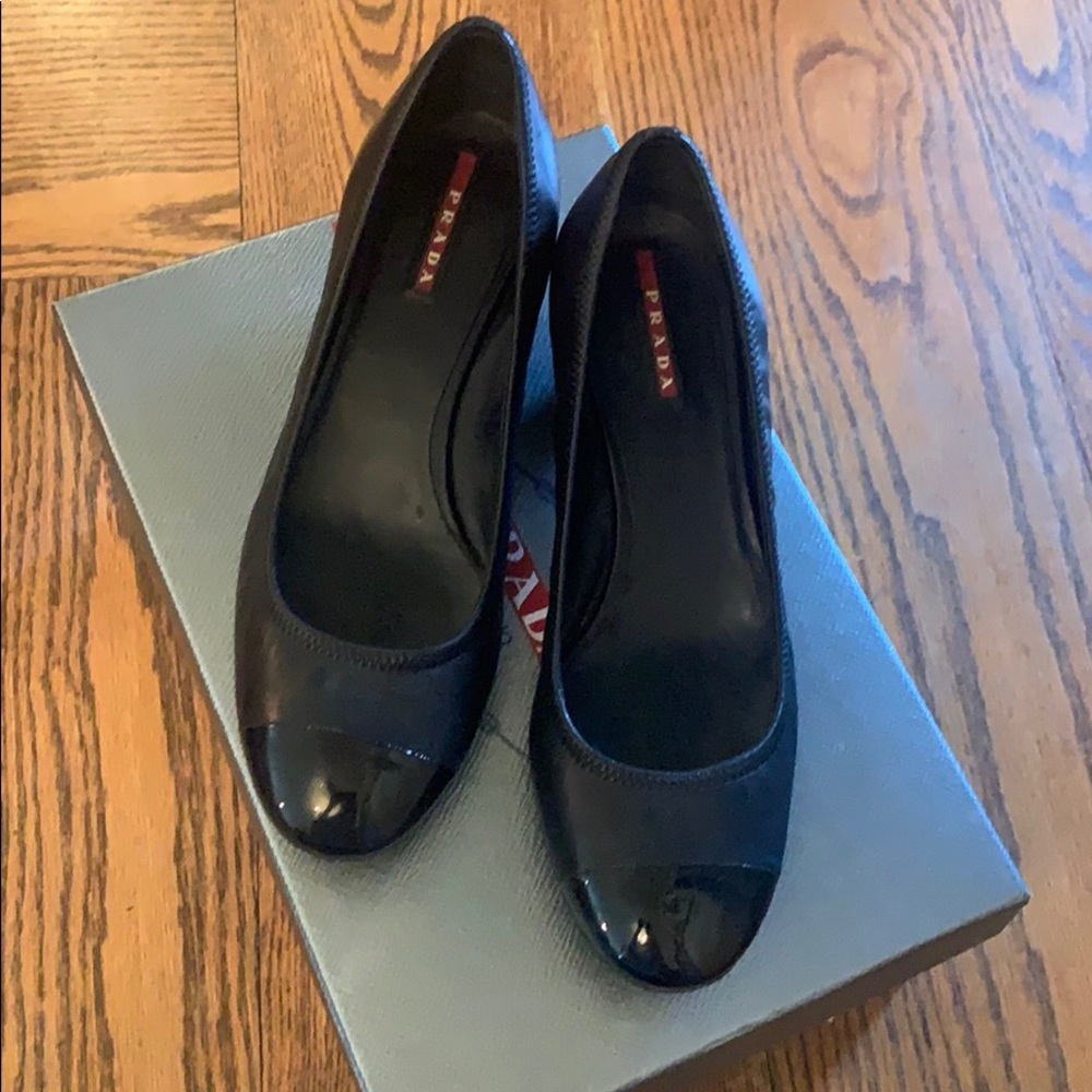 Prada nappa leather cap-toe ballet flats
